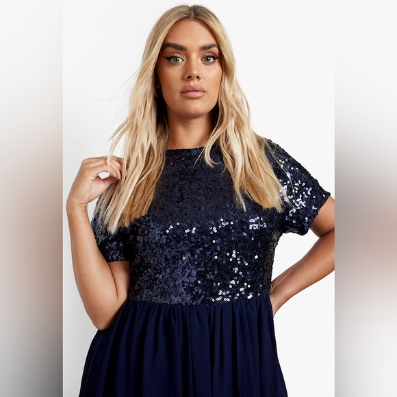 ⚜️3 for $30⚜️ Navy Blue Sequin Dress Bridesmaid / Prom / Bachelorette Hen Party - Picture 3 of 16